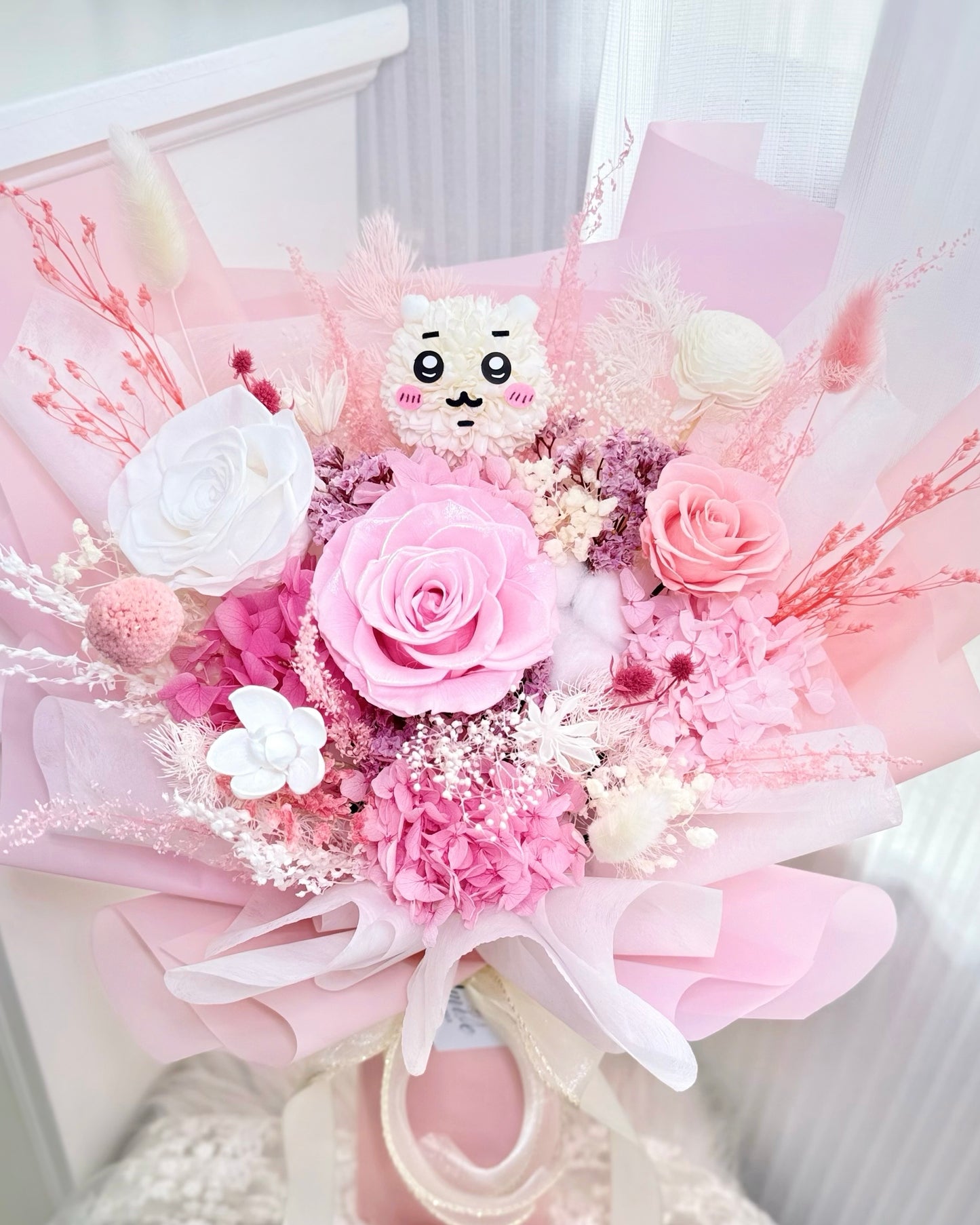 Chiikawa小可愛|S粉紅白保鮮花花束