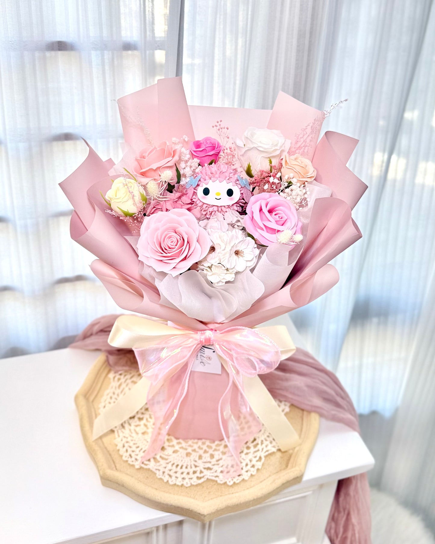 My Sweet Piano綿羊|XS粉紅香皂花x保鮮花花束