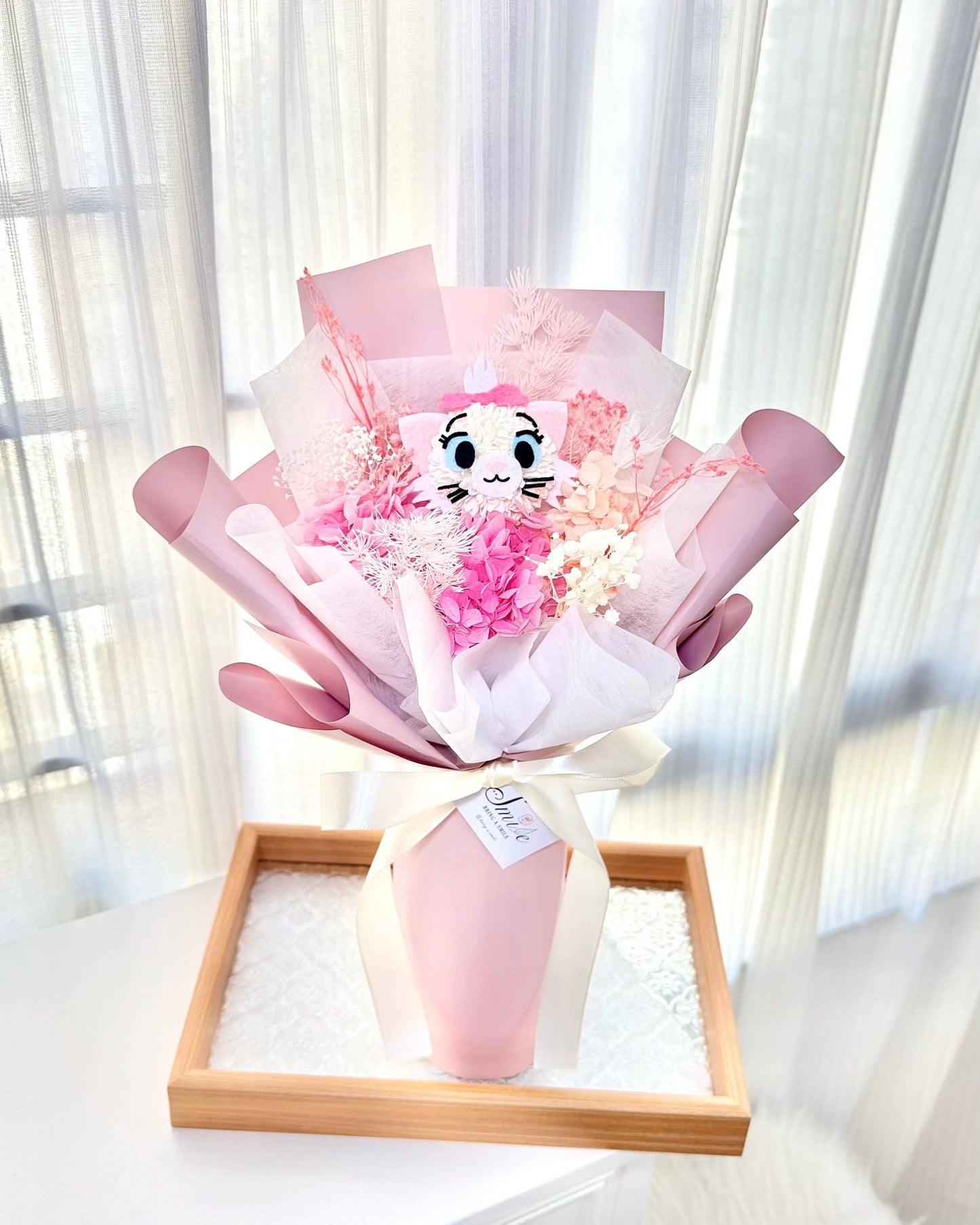 富貴貓Marie Cat|粉紅迷你花束