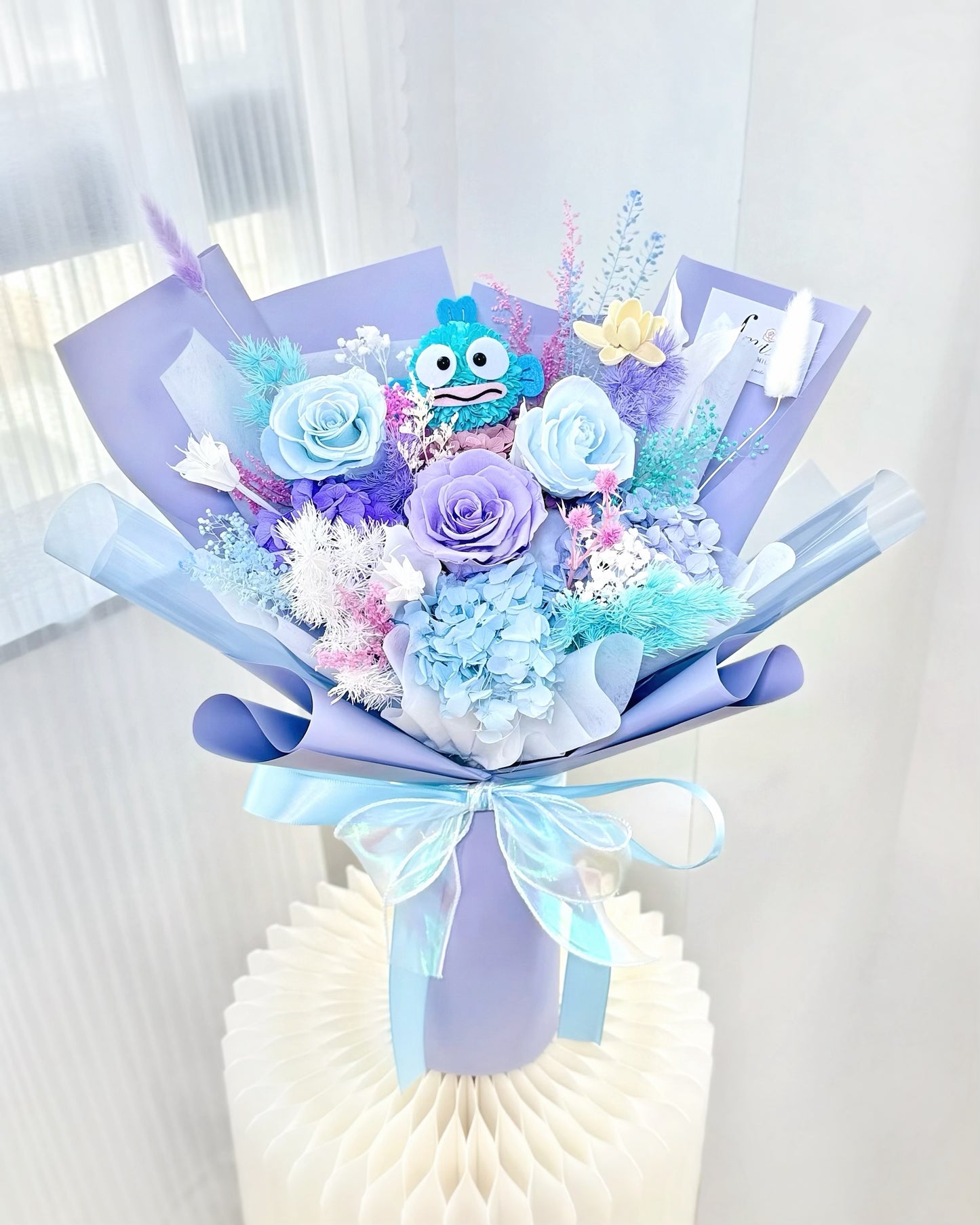 水怪Hangyodon|S淺藍紫保鮮花花束