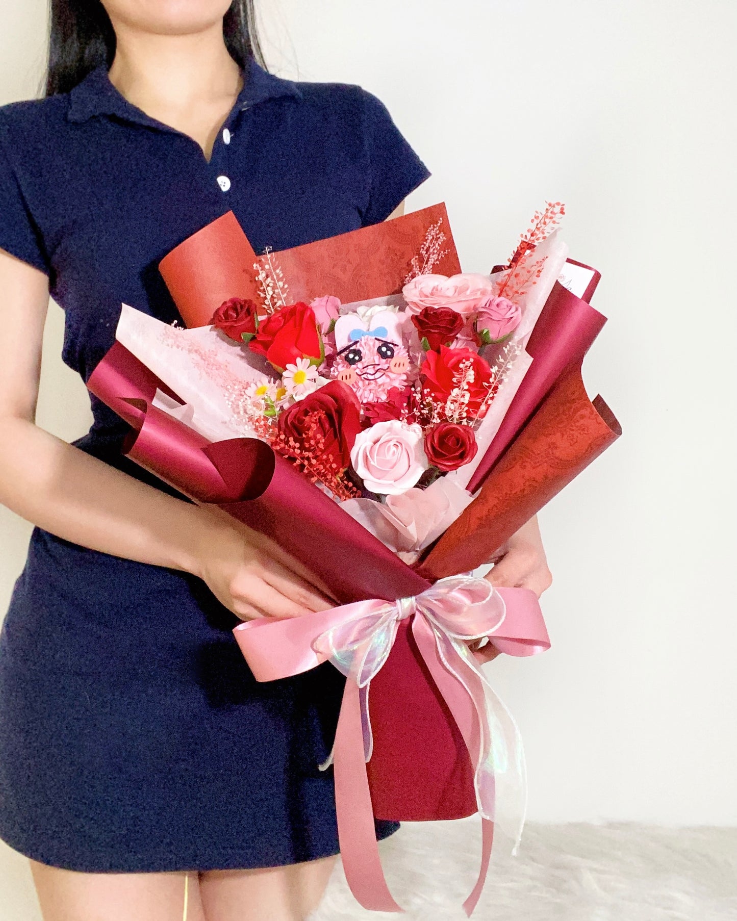 底褲兔Opanchu Usagi|S酒紅粉香皂花x保鮮花花束