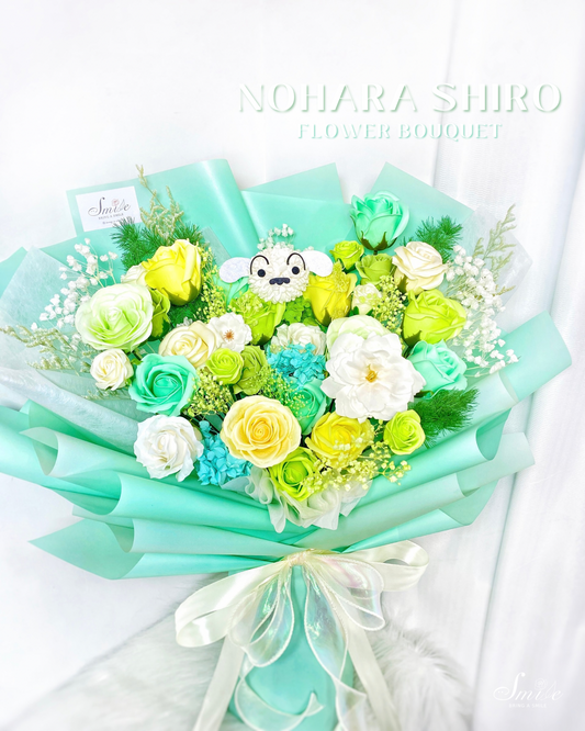 蠟筆小新小白｜XL淺綠香皂花x保鮮花花束
