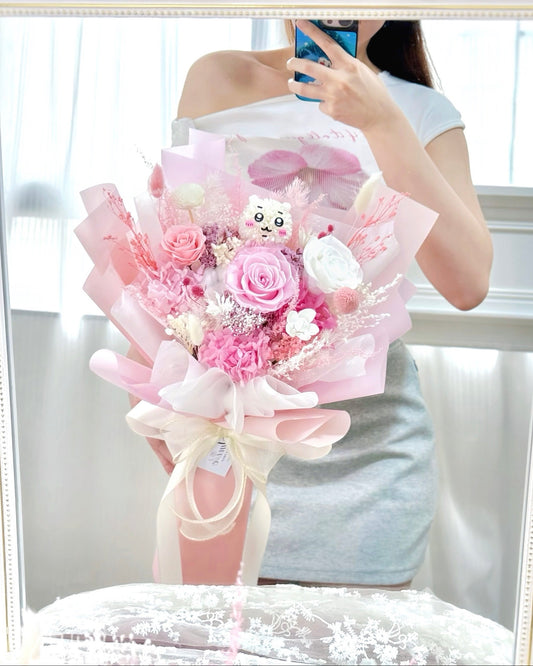 Chiikawa小可愛|S粉紅白保鮮花花束
