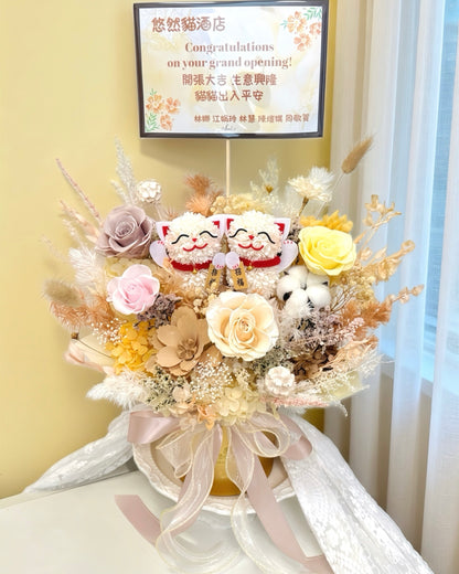 淡雅大地香檳色保鮮花祝賀花盒｜標準