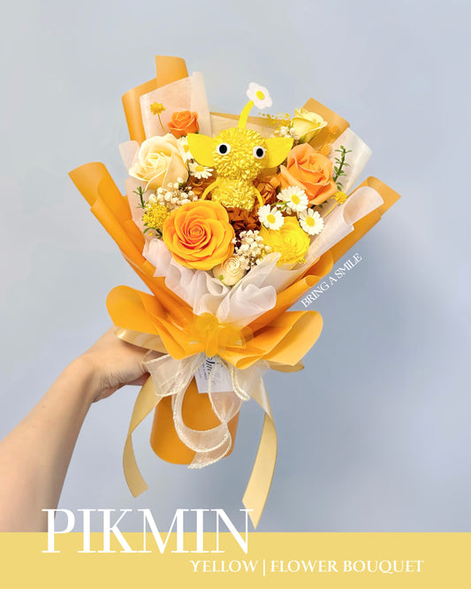 PIKMIN 黃色皮克敏｜XS暖橙黃香皂花x保鮮花花束