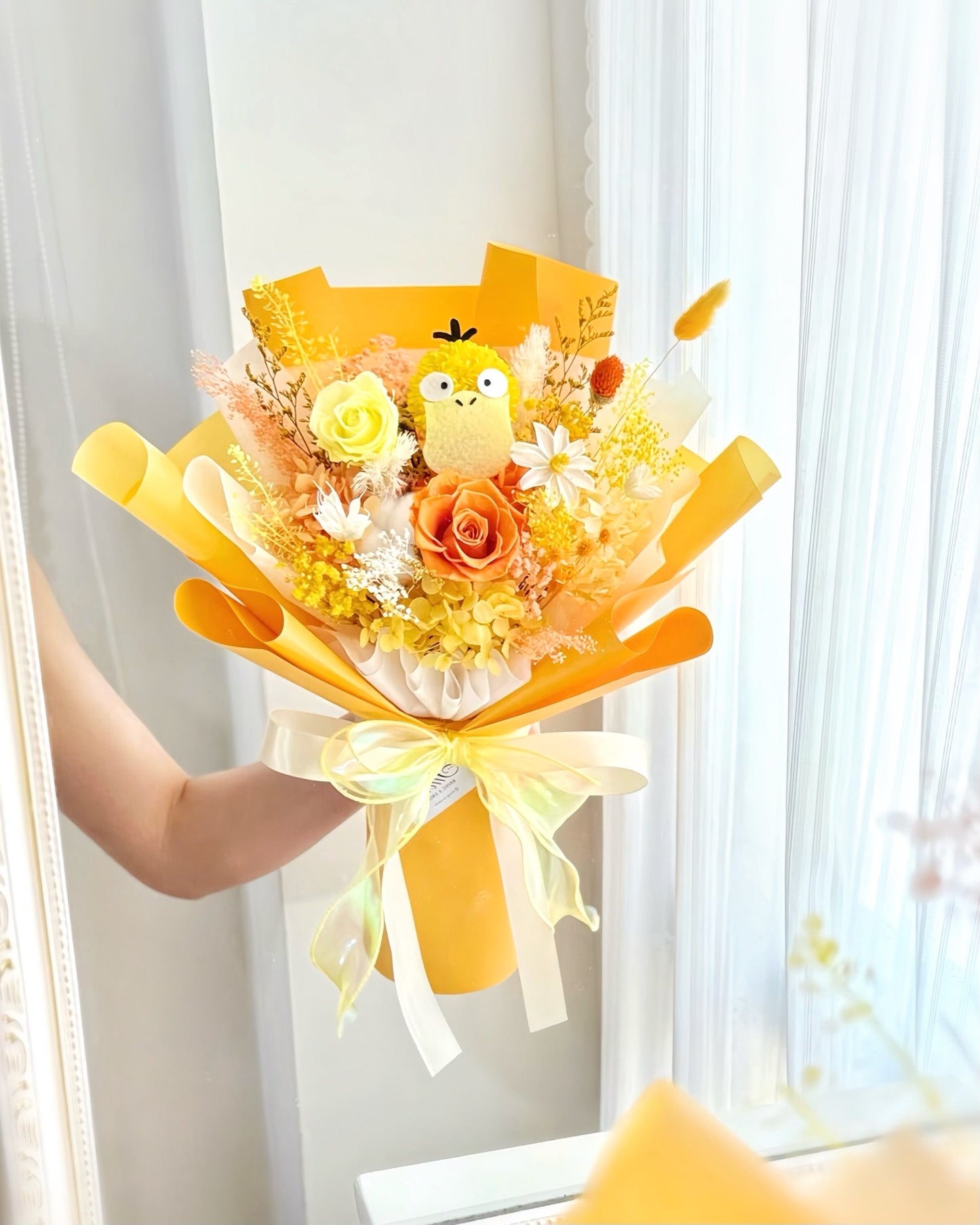 Pokémon傻鴨｜XS黃橙保鮮花花束
