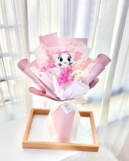 富貴貓Marie Cat|粉紅迷你花束