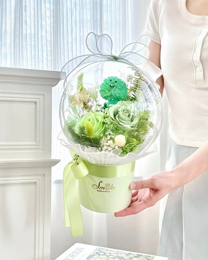 Joguman恐龍|水晶波波球混綠保鮮花花盒