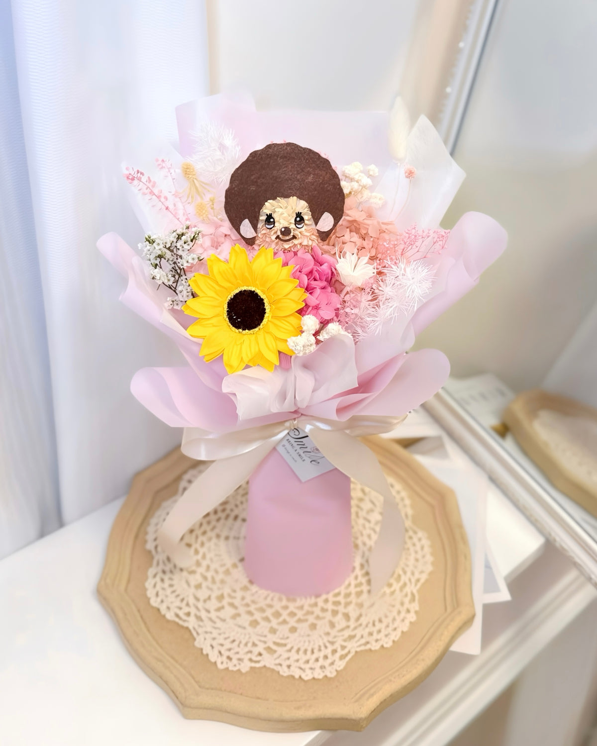 Monchhichi蒙奇奇|Mini Size粉紅迷你向日葵花束