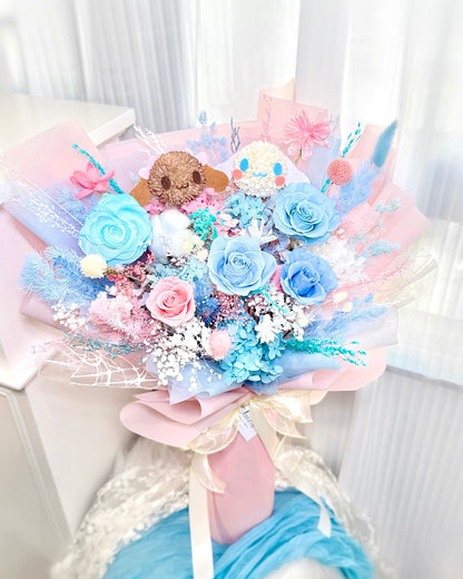 Cinnamoroll肉桂狗&Mocha摩卡|M粉紅藍保鮮花花束