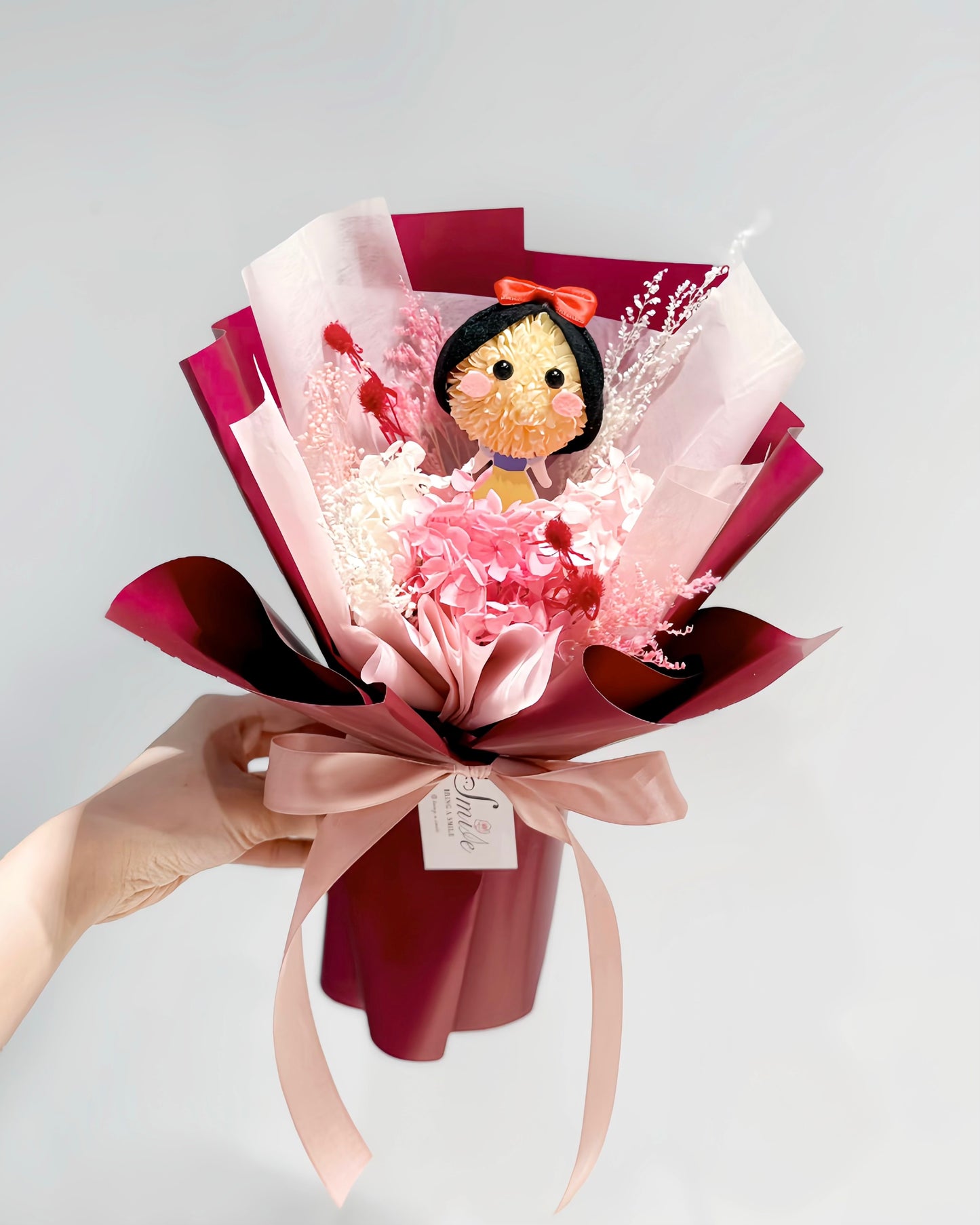 白雪公主Snow White|酒紅粉紅迷你花束