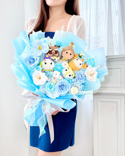 Beauty and the Beast美女與野獸主題｜M淺藍白香皂花x保鮮花花束