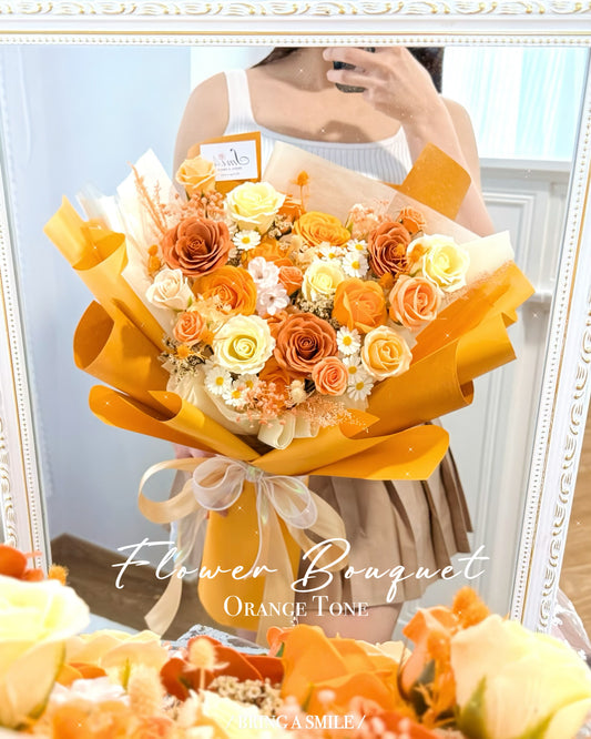 L混橙香檳香皂花x保鮮花花束